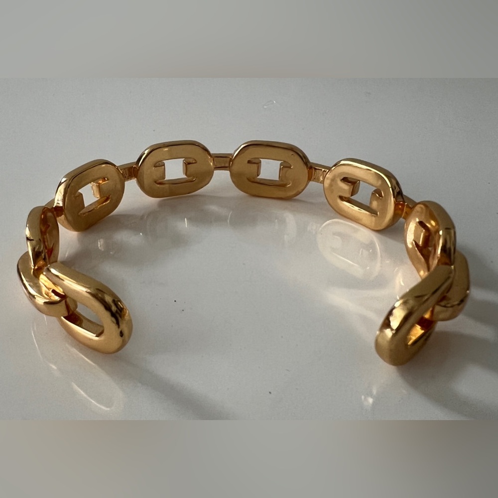 Gold Tone Link Cuff Bracelet - Picture 7 of 8